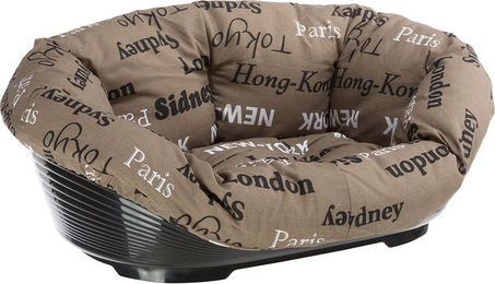 Produktbild von Ferplast Hundekorb Siesta Deluxe Cities mit Überzug aus Baumwolle Größe 4 L 61,5 x B 45 x H 21,5 cm