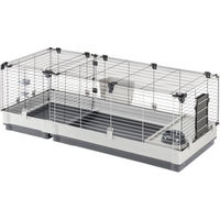 Produktbild von Ferplast Kleintierkäfig Plaza 140 für Kaninchen und Meerschweinchen aus Metall in Schwarz und Grau L 142 x B 60 x H 50 cm