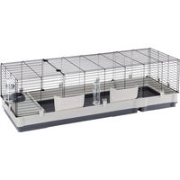 Produktbild von Ferplast Kleintierkäfig Plaza 160 aus Metall für Kaninchen und Meerschweinchen Schwarz Grau L 162 x B 60 x H 50 cm