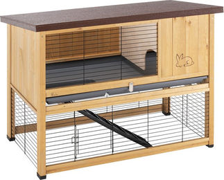 Produktbild von Ferplast Kleintierstall Ranch Brown aus Holz für Kaninchen und Meerschweinchen Größe II L 115,5 x 65 x 92 cm