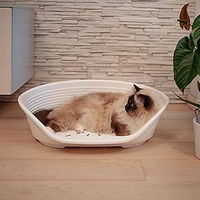 Produktbild von Ferplast Siesta Deluxe Hundebett und Katzenbett aus Kunststoff in Weiß, Größe S, 54 x 35 x 21,5 cm