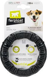 Ferplast Smile Fitnessring Kauspielzeug für Hunde mit Futterspender zur Zahnpflege Schwarz Größe S – Bild 1 von 7