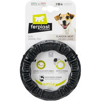 Produktbild von Ferplast Smile Fitnessring Kauspielzeug für Hunde mit Futterspender zur Zahnpflege Schwarz Größe S