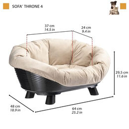 Ferplast Sofa Throne Hundebett und Katzenbett mit Kissen Schwarz 64 x 48 x 29,5 cm – Bild 1 von 3