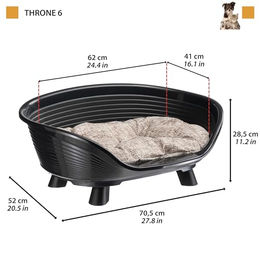 Ferplast Throne Hundebett und Katzenbett mit Baumwollkissen Schwarz Medium – Bild 1 von 6