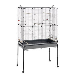 Ferplast Vogelvoliere Planeta Exotenkäfig für Wellensittiche Kanarienvögel und Prachtfink in Schwarz mit Rollen 99,5 x 53 x 170 cm – Bild 1 von 3