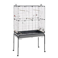 Produktbild von Ferplast Vogelvoliere Planeta Exotenkäfig für Wellensittiche Kanarienvögel und Prachtfink in Schwarz mit Rollen 99,5 x 53 x 170 cm