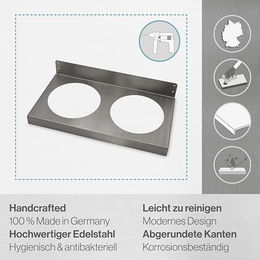 Feuerfest 123 Erhöhte Futterstation für 2 Näpfe aus rostfreiem Edelstahl Silber Ø 12cm – Bild 1 von 6