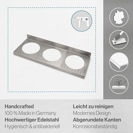 Feuerfest 123 Erhöhte Futterstation für 3 Näpfe aus rostfreiem Edelstahl in Silber – Bild 1 von 3