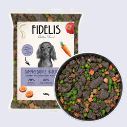 Produktbild von Fidelio Insekten mit Süßkartoffel, Karotte und Apfel gefroren hypoallergen getreidefrei 500g