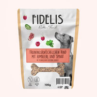 Produktbild von Fidelio Trainingsknöchelchen Rind mit Himbeeren und Spinat getreidefrei 100g