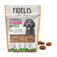 Produktbild von Fidelis Belohnungssnack Rinderburger mit Himbeeren und Spinat getreidefrei mit hohem Fleischanteil 100g