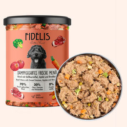 Produktbild von fidelis.dog Frische Menü Rind Hundefutter im Glas 400g