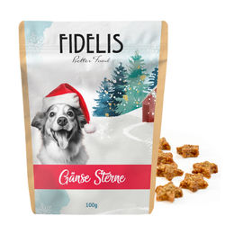 Produktbild von fidelis.dog Hund Trockenfleisch Gänse Sterne getreidefrei mit hohem Fleischanteil 100g