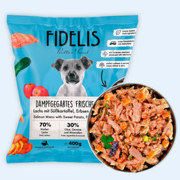 Produktbild von fidelis.dog Hundefutter Lachs mit Rind getreidefrei ohne Konservierungsstoffe 400g gefroren