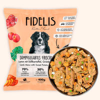 Produktbild von fidelis.dog Hundefutter Lamm mit Süßkartoffel Grünkohl und Apfel getreidefrei hypoallergen 400g gefroren