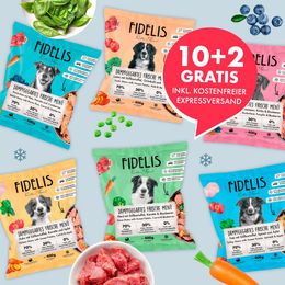 Produktbild von fidelis.dog Kennenlern-Bundle Hund Frische Menüs im Beutel 12 Stück