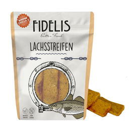 Produktbild von fidelis.dog Lachsstreifen Trockenfleisch getreidefrei und glutenfrei 100g