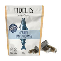 Produktbild von fidelis.dog Naturkauerartikel gefüllte Kabeljauhautstange ohne Konservierungsstoffe 100g