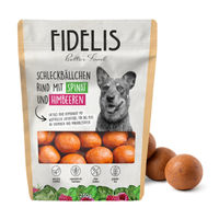 Produktbild von fidelis.dog Schleckbällchen mit Rind, Himbeeren und Spinat für Hunde