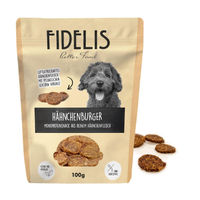 Produktbild von Fidelis Hähnchenburger Hundeleckerli aus Huhn und Insekten getreidefrei 100g