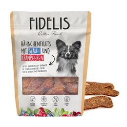 Fidelis Hähnchenfilets mit Blaubeeren und Cranberries für Hunde 100g getreidefrei monoprotein – Bild 1 von 4