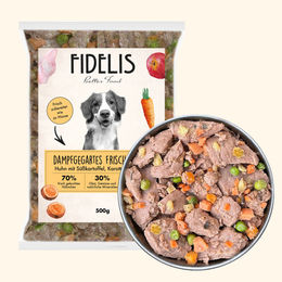 Produktbild von Fidelis Hundefutter Huhn mit Süßkartoffel, Karotte und Kürbis getreidefrei gefroren 500g