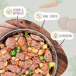Fidelis Hundefutter Nassfutter Pferd mit Stückchen in Sauce 6 x 400g Glas hoher Fleischanteil ohne Konservierungsstoffe – Bild 1 von 3