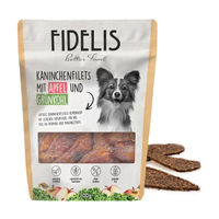 Produktbild von Fidelis Hundeleckerli Kaninchenfilets mit Apfel und Grünkohl getrocknet 100g getreidefrei monoprotein