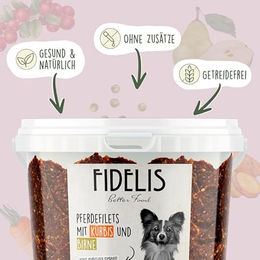Fidelis Hundeleckerlis Pferdefilets mit Kürbis und Birne getrocknetet 500g getreidefrei und monoprotein – Bild 1 von 5