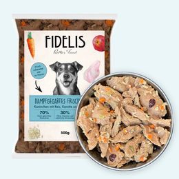 Produktbild von Fidelis Kaninchen mit Reis, Karotte und Cranberries gefroren 500g