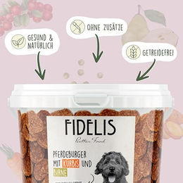 Fidelis Pferdeburger Häppchen Kürbis & Birne für Hunde 1kg Monoprotein ohne Konservierungsstoffe – Bild 1 von 4