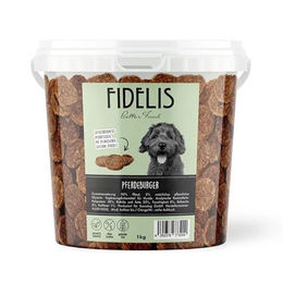 Fidelis Pferdeburger Hundeleckerlis aus 100% Trockenfleisch im 1kg-Eimer – Bild 1 von 5