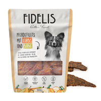 Produktbild von Fidelis Pferdefilets mit Kürbis und Birne Trockenfleisch für Pferde 100g