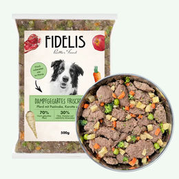 Produktbild von Fidelis Pferdefutter mit Pastinake, Karotte und Brokkoli gefroren 500g