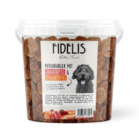 Produktbild von Fidelis Putenburger Häppchen mit Granatapfel und Süßkartoffel für Hunde getreidefrei und monoprotein 1kg