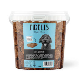 Fidelis Putenburger Hundeleckerlis getreidefrei und monoprotein aus 100% natürlichem Trockenfleisch 1kg Eimer – Bild 1 von 5