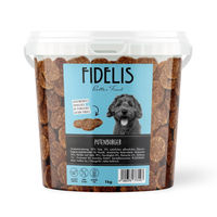 Produktbild von Fidelis Putenburger Hundeleckerlis getreidefrei und monoprotein aus 100% natürlichem Trockenfleisch 1kg Eimer
