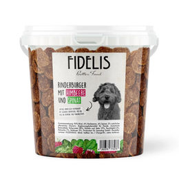 Fidelis Rinderburger mit Himbeere und Spinat für Hunde getreidefrei 1kg Eimer – Bild 1 von 5