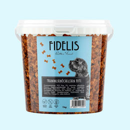 Fidelis Trainingsknöchelchen Pute Belohnungssnack 1kg Eimer – Bild 1 von 3