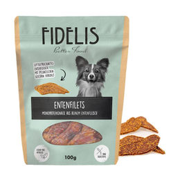 Produktbild von Fidelis Trockenfleisch Entenfilets getreidefrei mit hohem Fleischanteil 100g