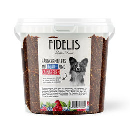 Produktbild von Fidelis Trockenfleisch Hähnchenfilets mit Blaubeeren und Kranbeeren getreidefrei 500g