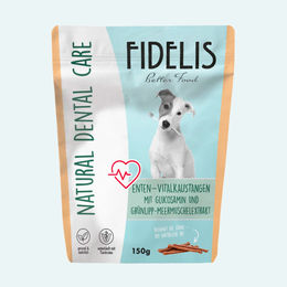 Fidelis Zahnpflege-Snack Ente und Rind Getreidefrei Monoprotein für Senior Hunde 150g – Bild 1 von 1