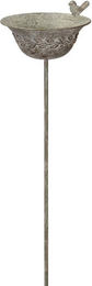 finehomegarden Vogeltränke und Futterplatz aus Metall in Grau/Braun im Vintage-Design mit Gartenstecker 102cm – Bild 1 von 2