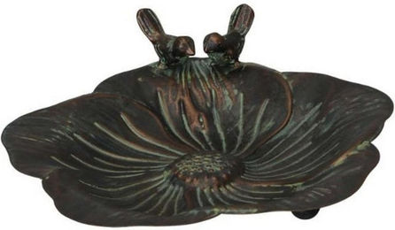 finehomegarden Vogeltränke Lotusblüte aus Metall in Bronze als Vogelbad und Wasserstelle für den Garten – Bild 1 von 3