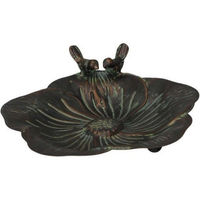 Produktbild von finehomegarden Vogeltränke Lotusblüte aus Metall in Bronze als Vogelbad und Wasserstelle für den Garten