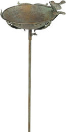 finehomegarden Vogeltränke und Futterplatz aus Metall im Vintage-Design in Grün/Braun Ø24x26cm H20cm L125cm – Bild 1 von 2