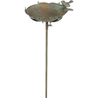 Produktbild von finehomegarden Vogeltränke und Futterplatz aus Metall im Vintage-Design in Grün/Braun Ø24x26cm H20cm L125cm