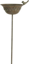 finehomegarden Vogeltränke und Futterplatz aus Metall in Antik-Grün Vintage Design mit Gartenstecker – Bild 1 von 2