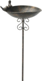 finehomegarden Vogeltränke und Futterstelle aus Metall in Braun mit Stab für Wildvögel 24x22x10cm – Bild 1 von 2